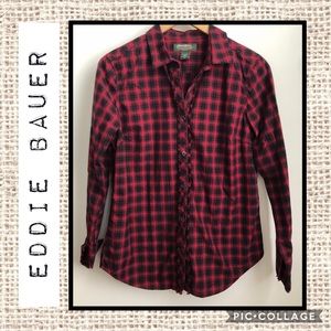 Eddie Bauer Red and Black Plaid Blouse ❤️🖤
